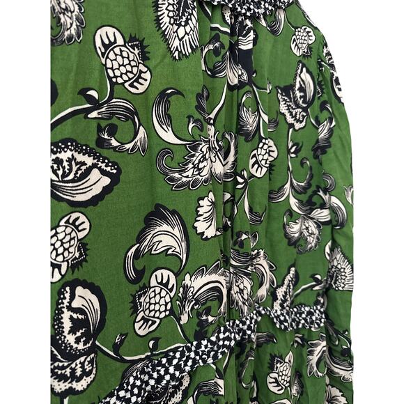 Anthropologie Robin Boho Tiered Ruffled V-Neck Dress Green Motif‎ Size Medium - Picture 11 of 11